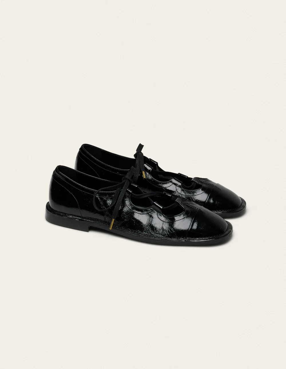 Ballerines Agna - Cuir plissé verni noir - Image 2