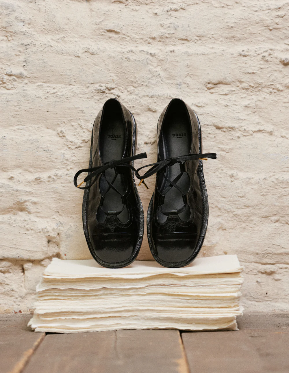 Ballerines Agna - Cuir plissé verni noir - Image 5