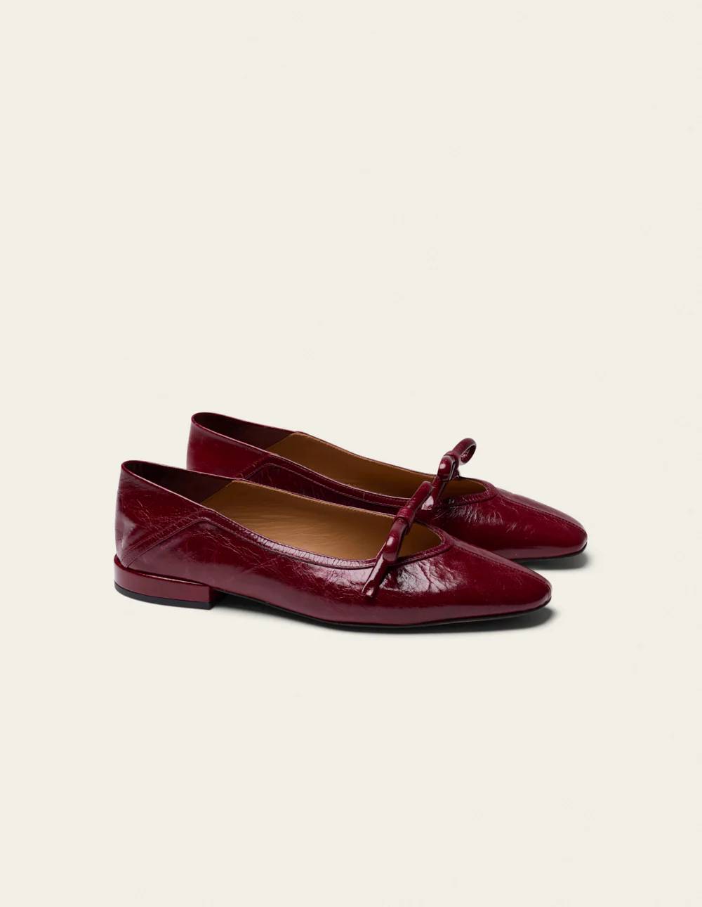 Ballerines Etel - Cuir plissé bordeaux - Image 3