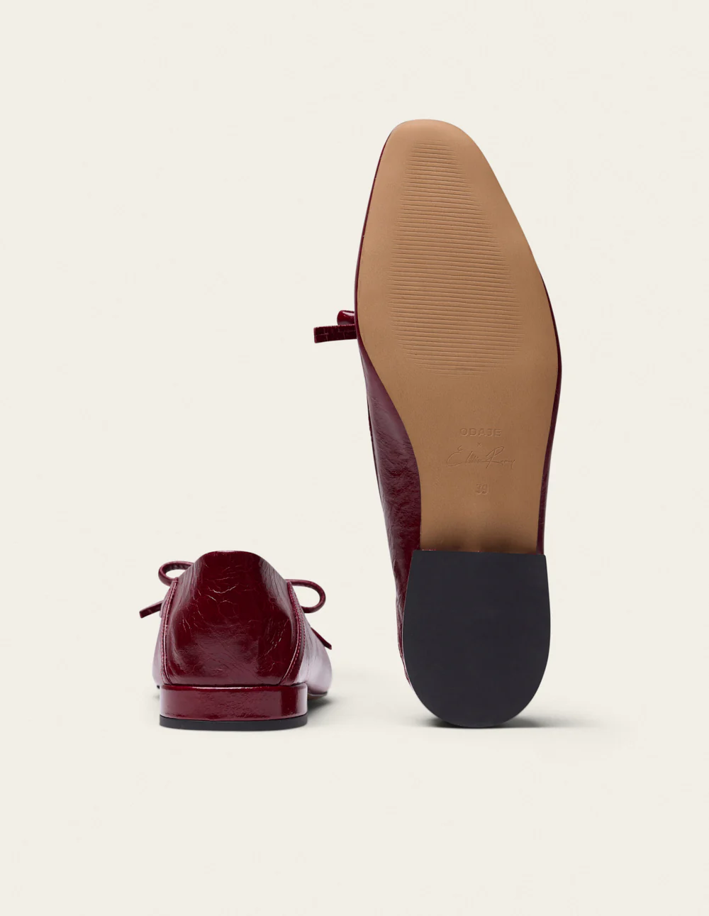 Ballerines Etel - Cuir plissé bordeaux - Image 6