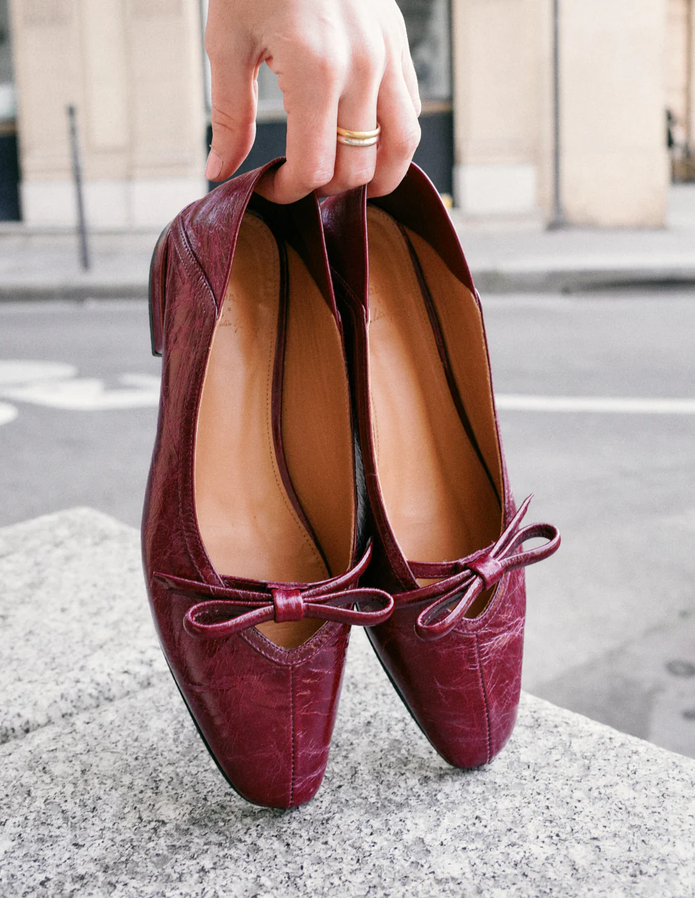 Ballerines Etel - Cuir plissé bordeaux - Image 7