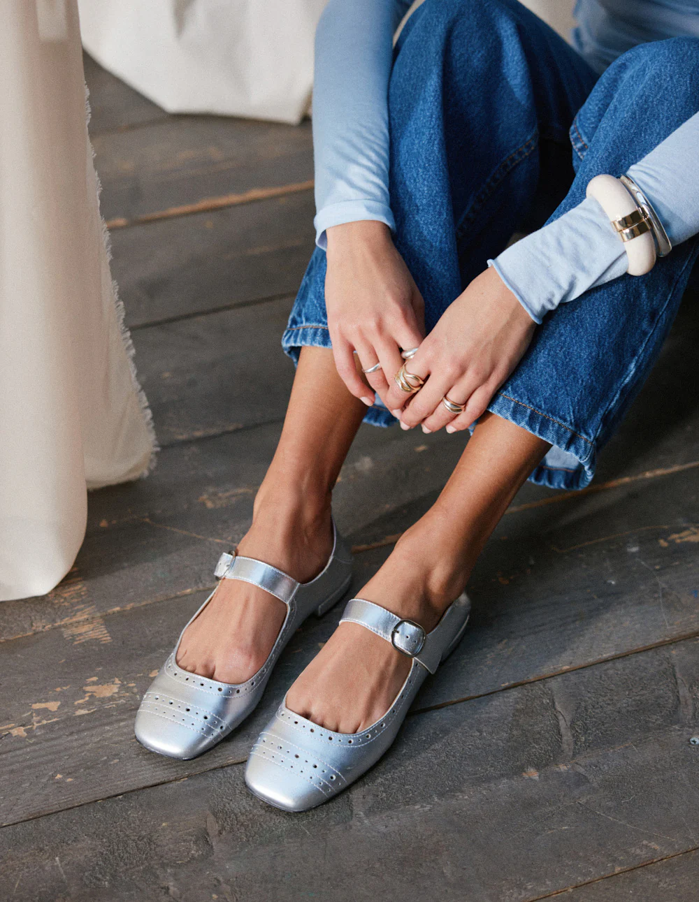 Ballerines Lali - Cuir argenté