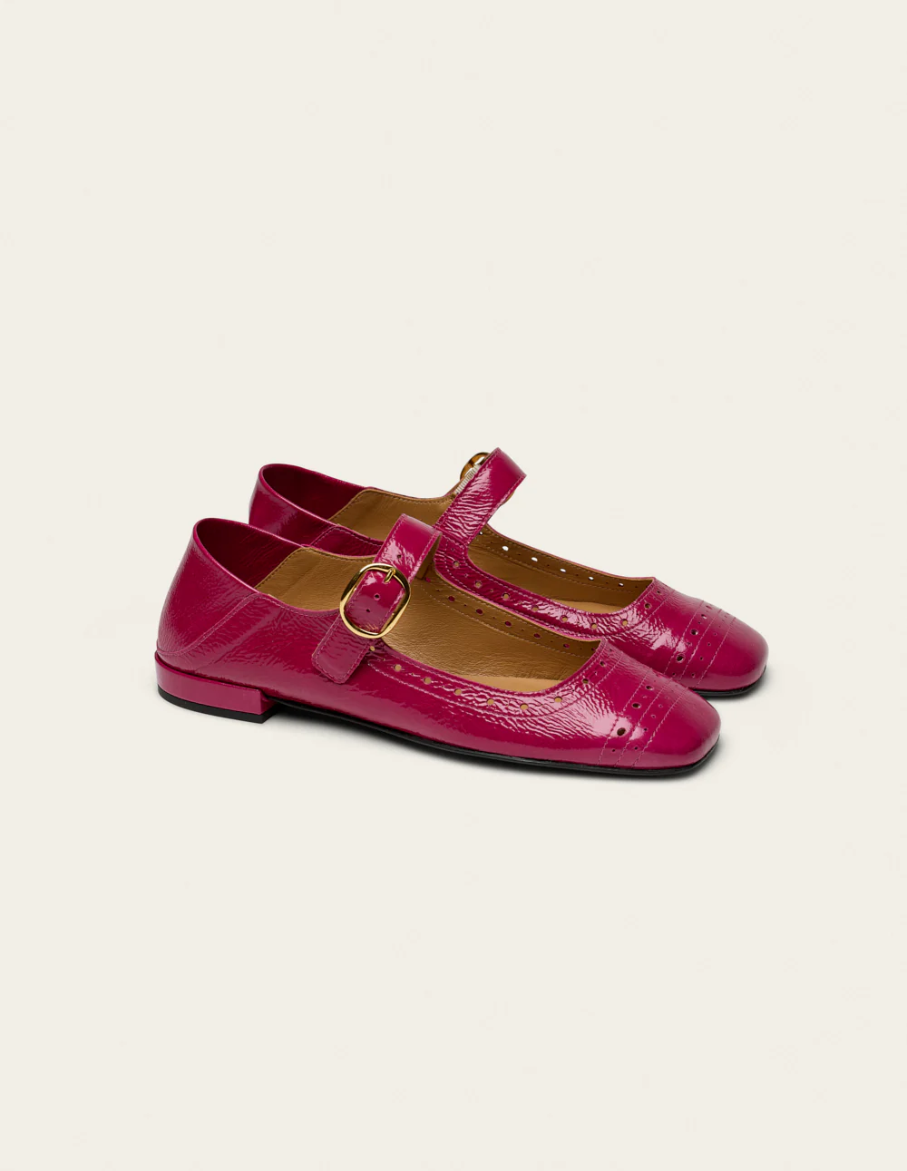 Ballerines Lali - Cuir plissé verni framboise - Image 2