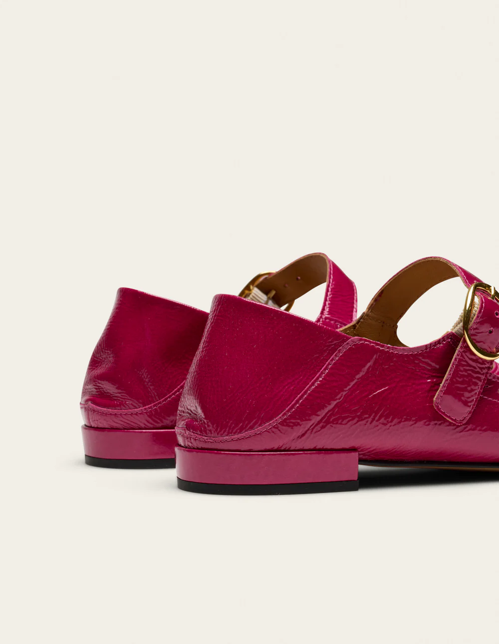Ballerines Lali - Cuir plissé verni framboise - Image 4
