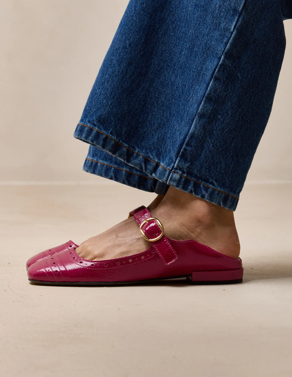 Ballerines Lali - Cuir plissé verni framboise - Image 5