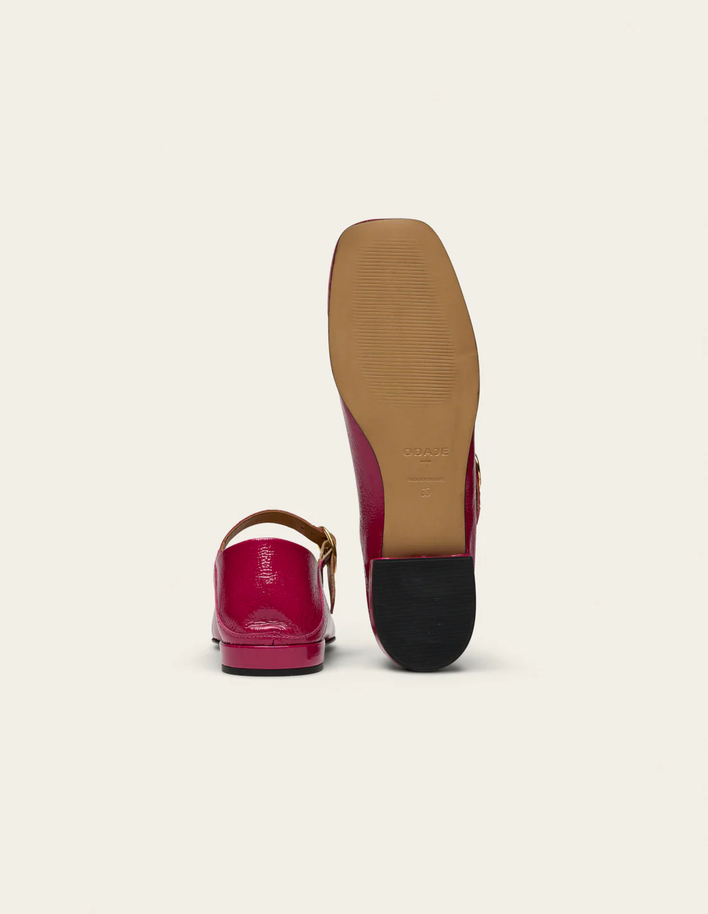 Ballerines Lali - Cuir plissé verni framboise - Image 8