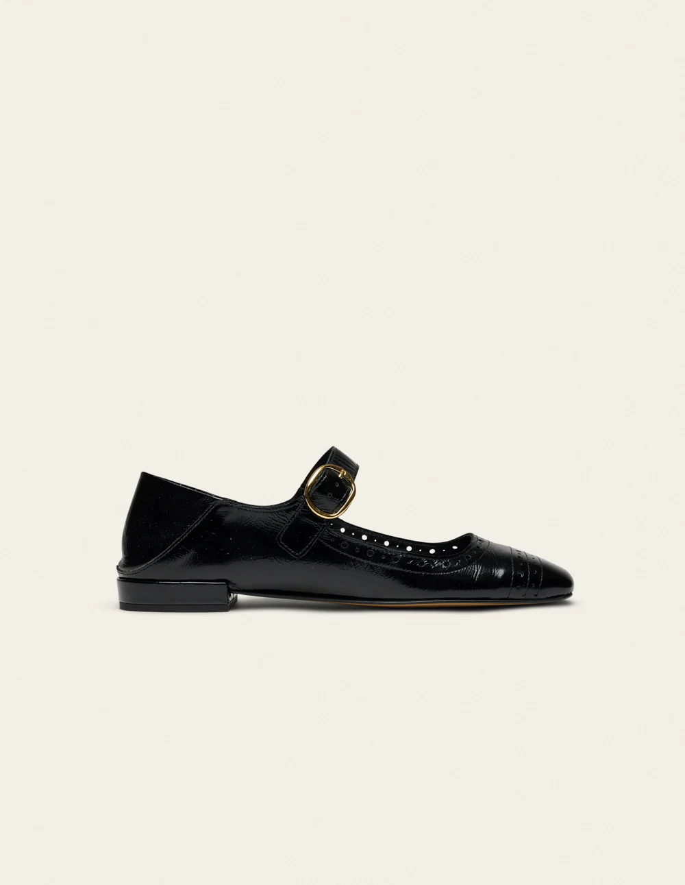 Ballerines Lali - Cuir plissé verni noir
