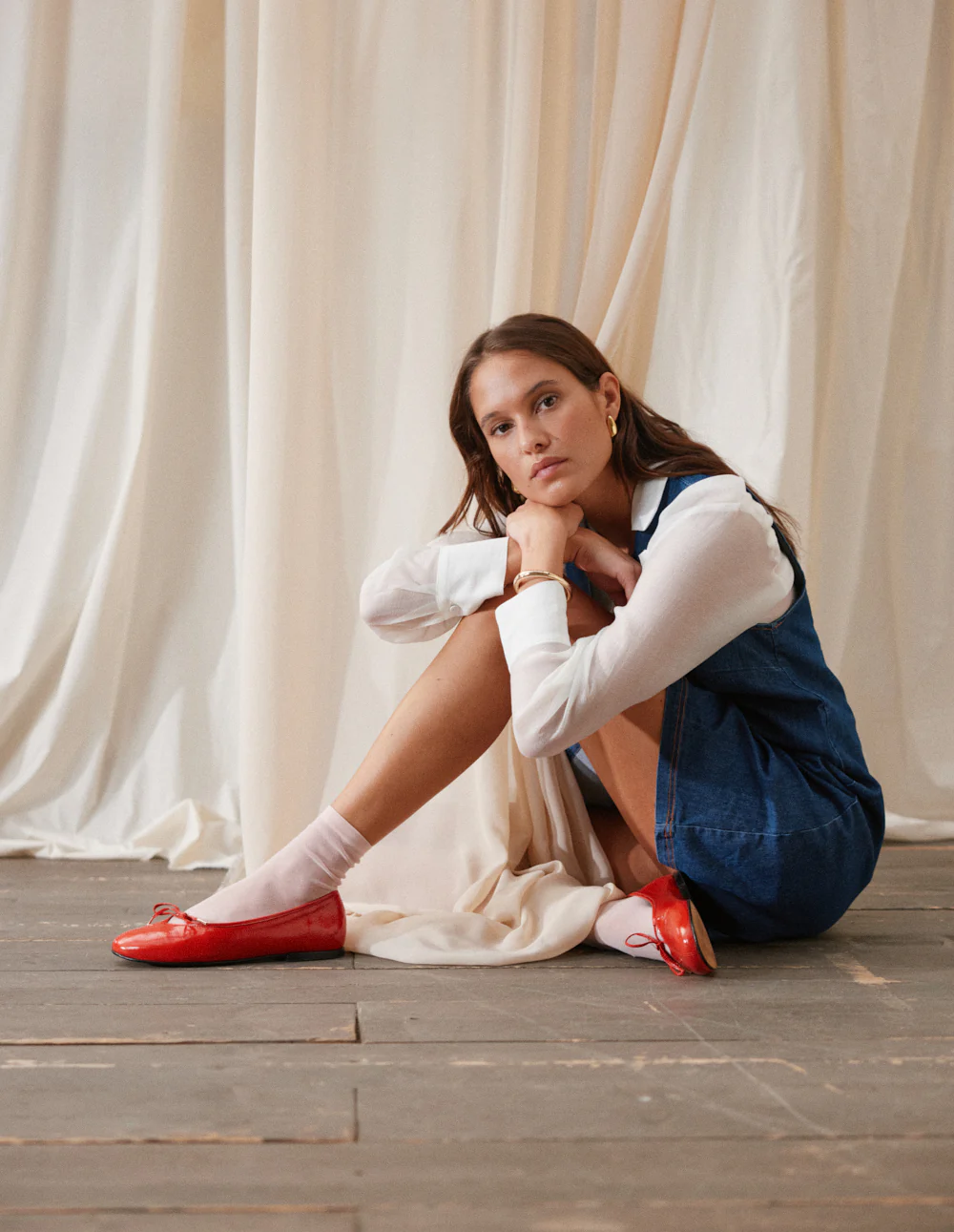 Ballerines Palea - Cuir plisse verni rouge - Image 4