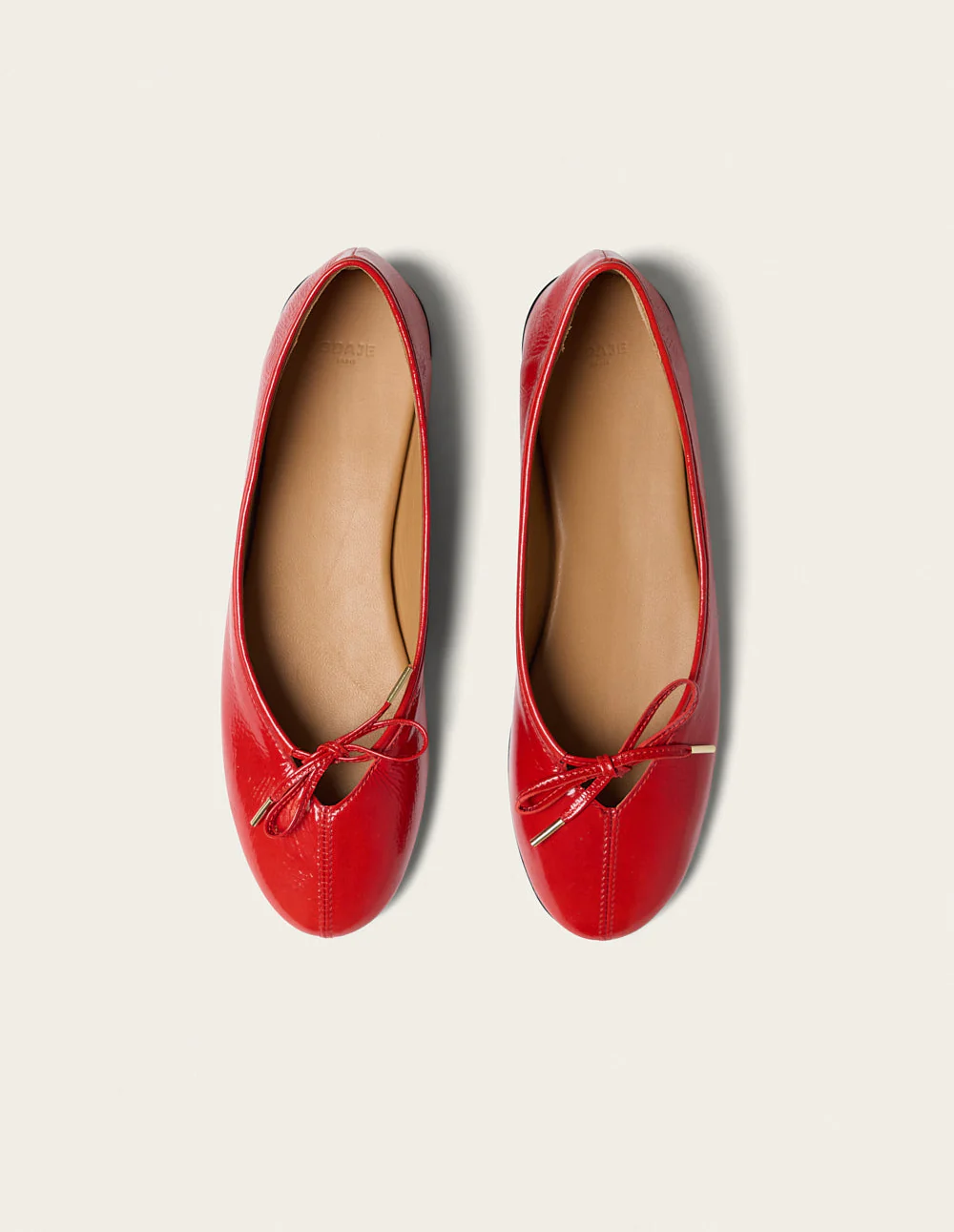 Ballerines Palea - Cuir plisse verni rouge - Image 6