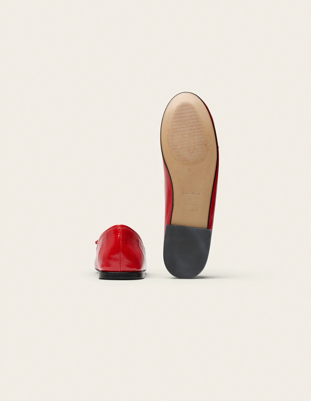 Ballerines Palea - Cuir plisse verni rouge - Image 7