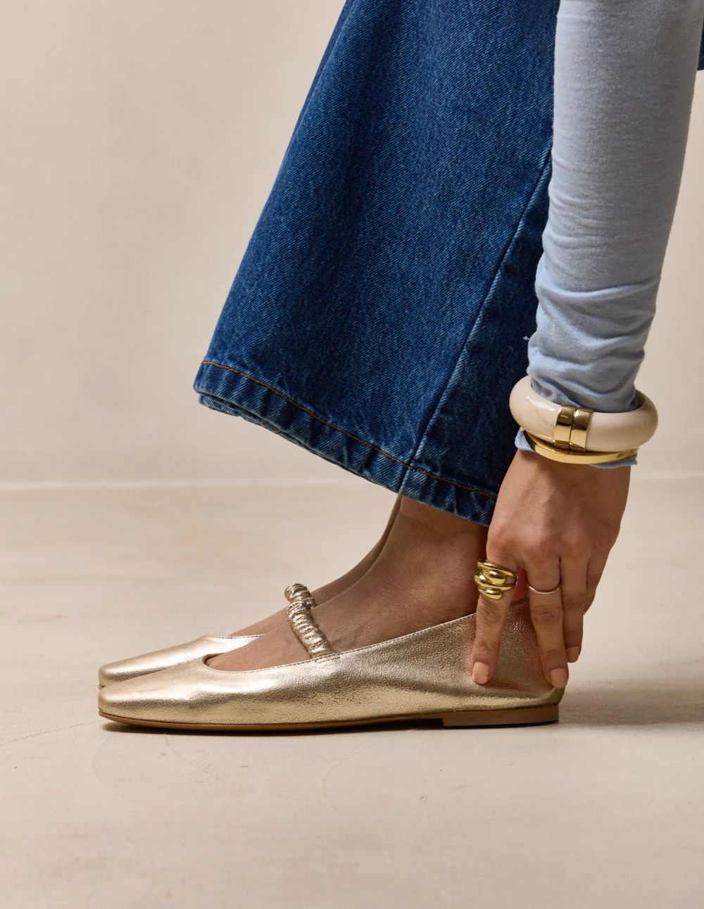 Ballerines Serra - Cuir doré - Image 3