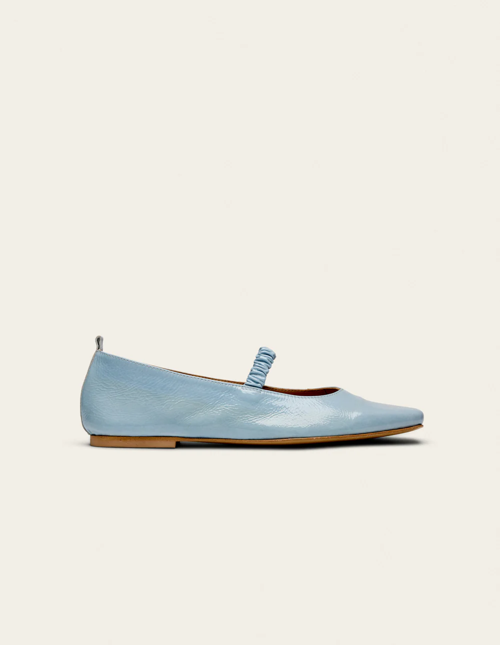 Ballerines Serra - Cuir plissé verni bleu glacé - Image 2