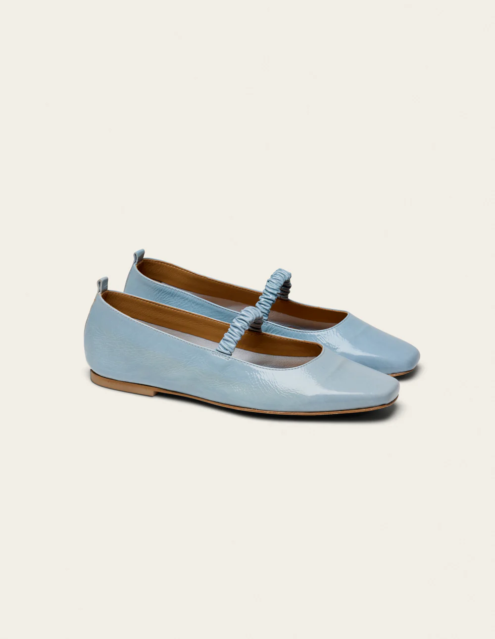 Ballerines Serra - Cuir plissé verni bleu glacé - Image 4