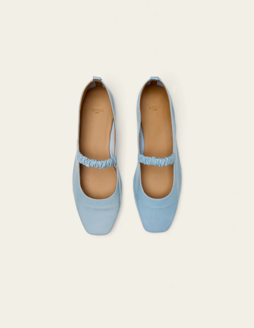 Ballerines Serra - Cuir plissé verni bleu glacé - Image 6