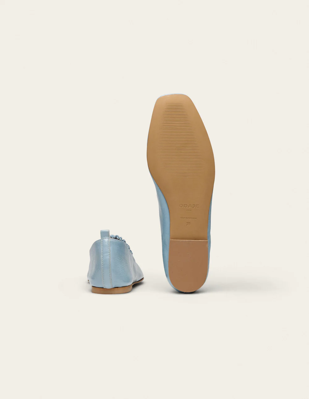 Ballerines Serra - Cuir plissé verni bleu glacé - Image 7