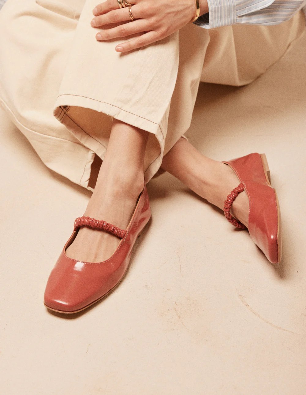 Ballerines Serra - Cuir plissé verni rose - Image 4