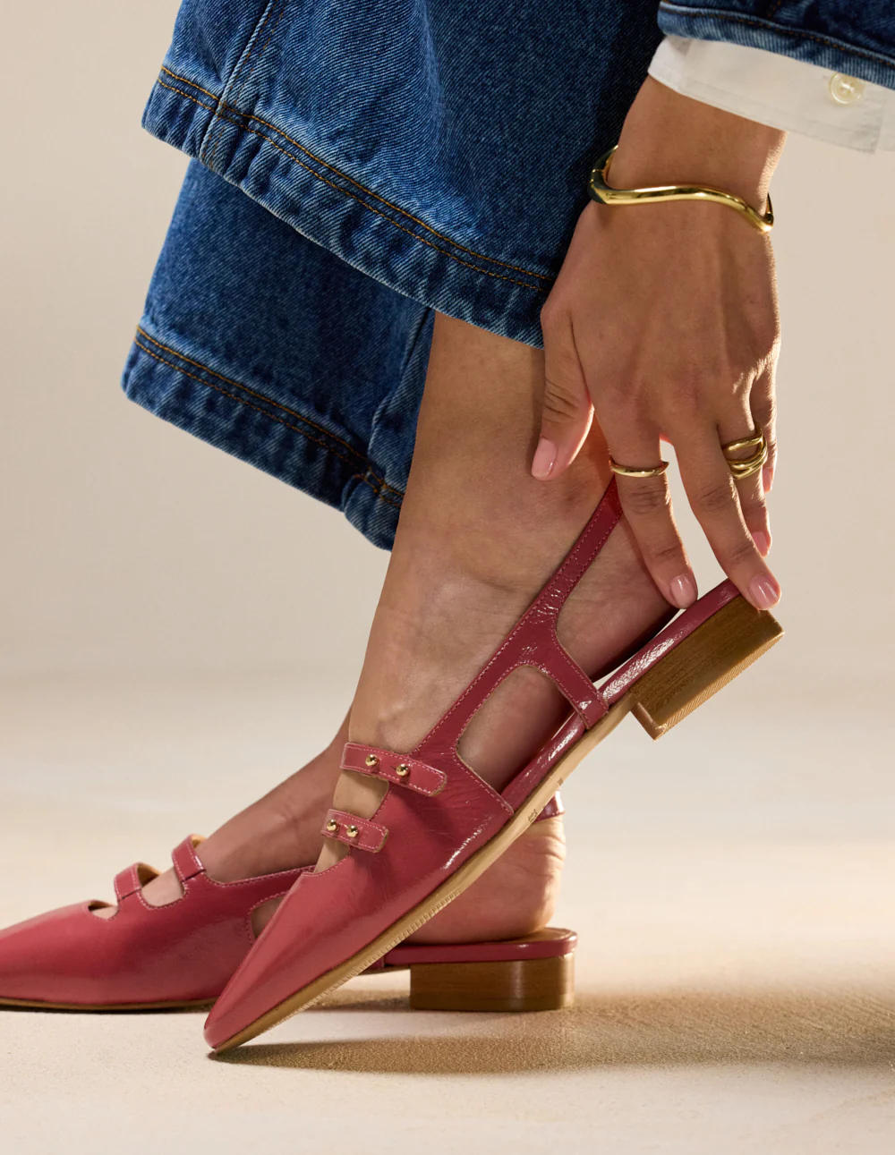 Ballerines Soli - Cuir plissé verni rose - Image 3