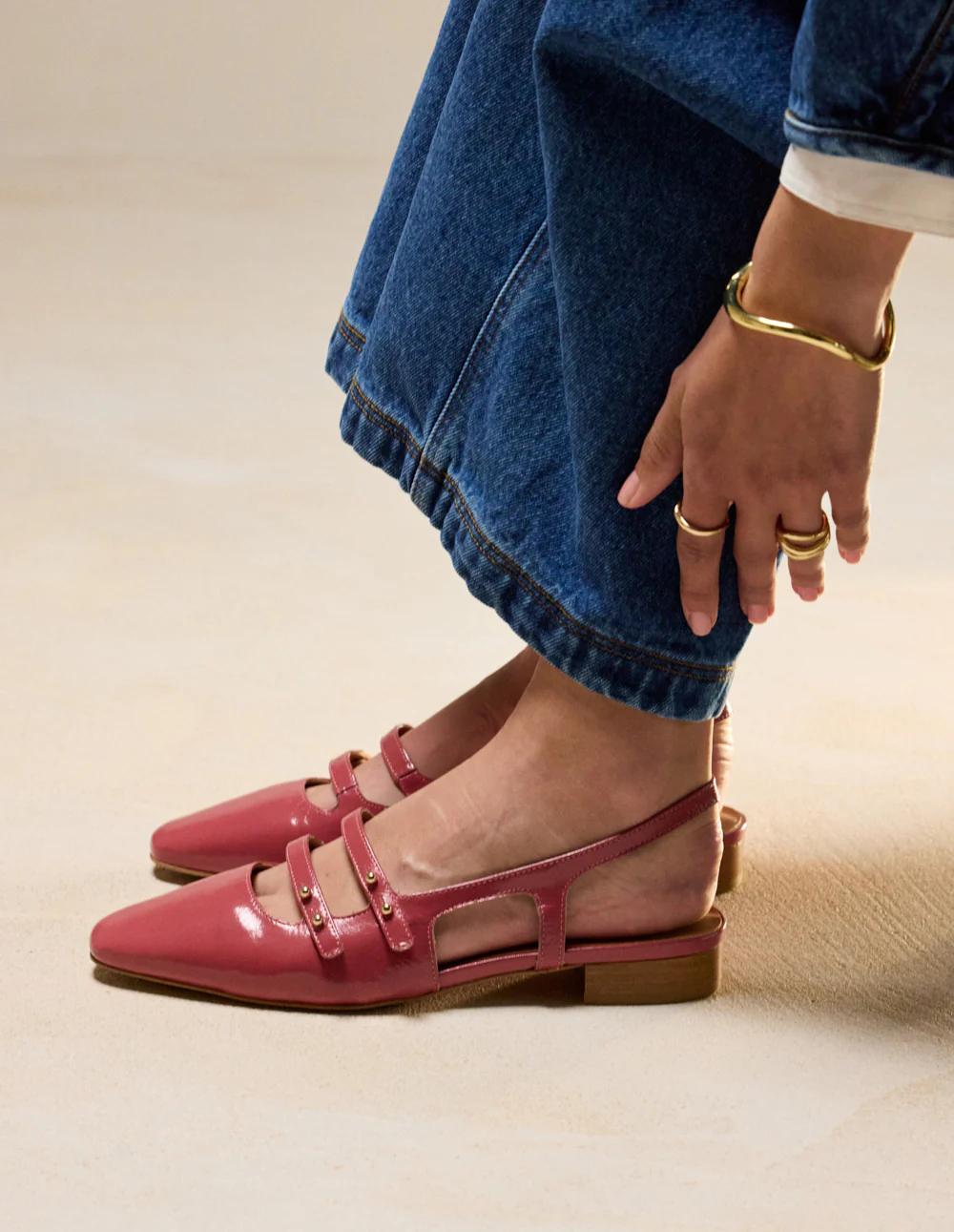 Ballerines Soli - Cuir plissé verni rose - Image 6