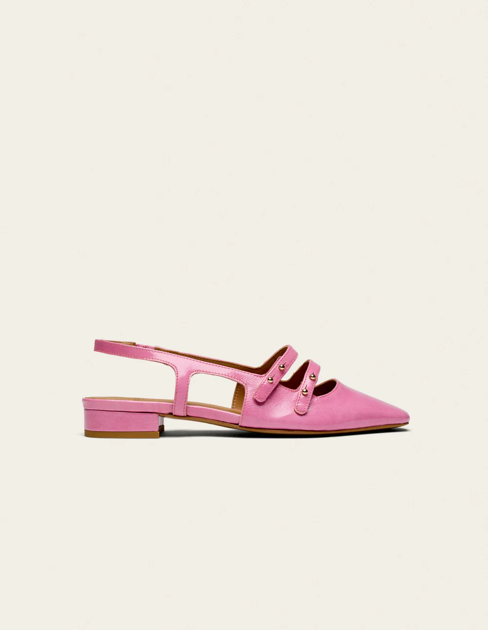 Ballerines Soli - Cuir verni plisse rose
