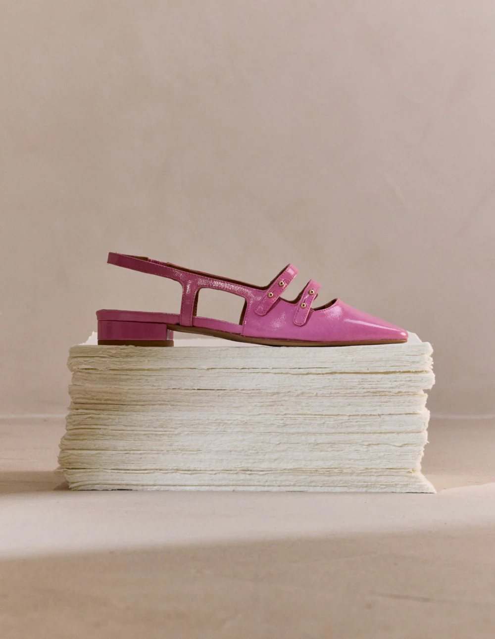 Ballerines Soli - Cuir verni plisse rose - Image 3