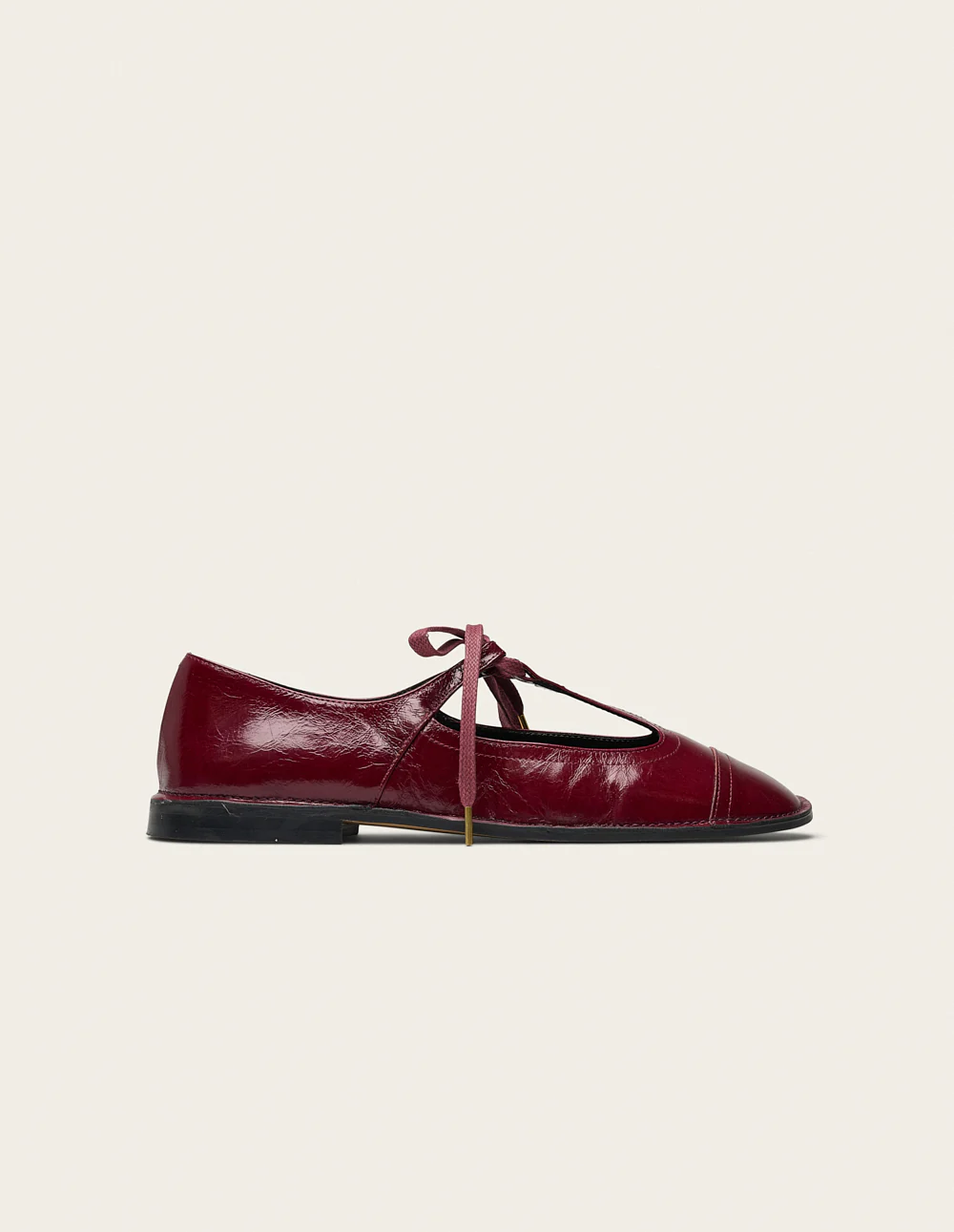 Ballerines Sora - Cuir plissé verni bordeaux - Image 2