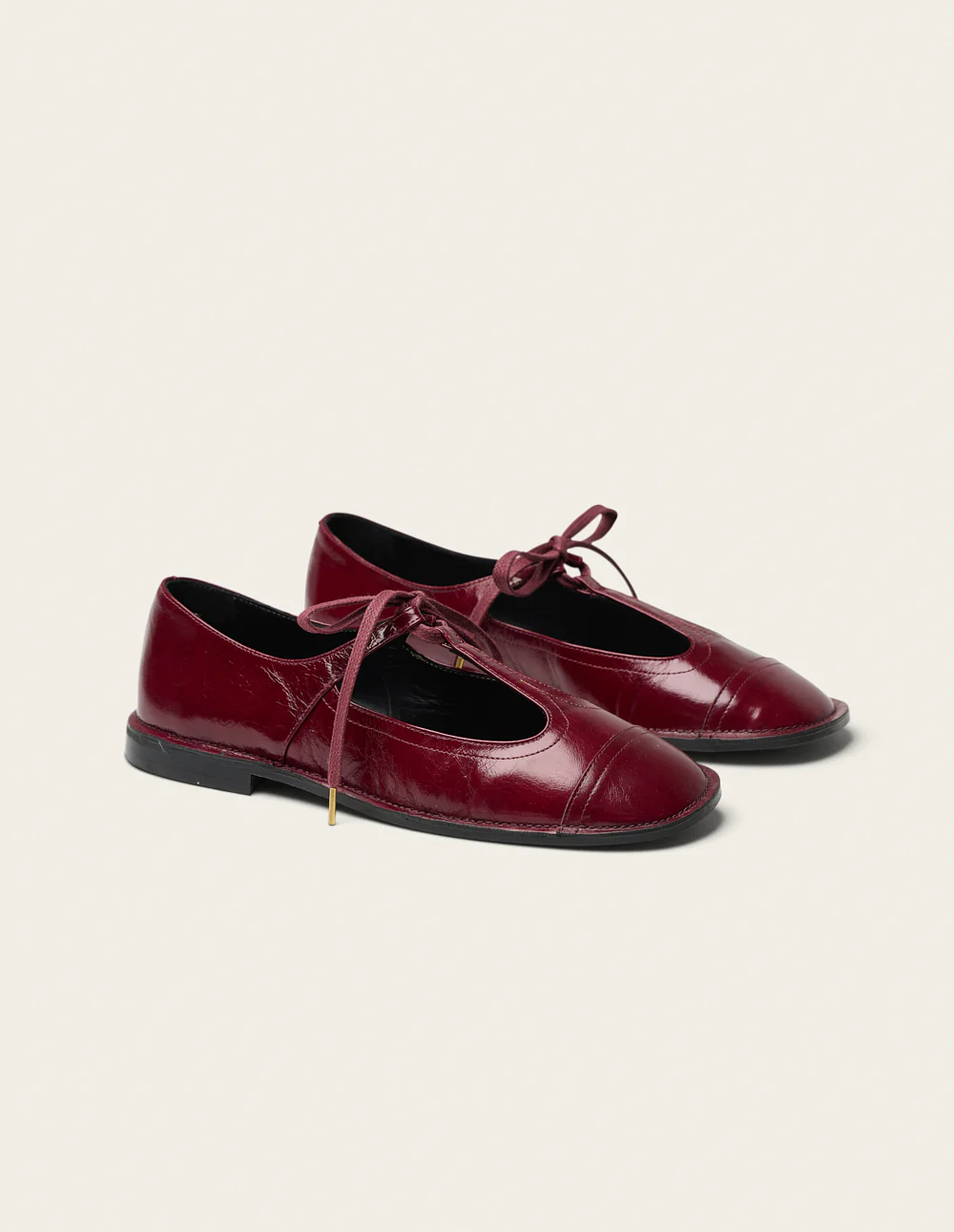 Ballerines Sora - Cuir plissé verni bordeaux - Image 3