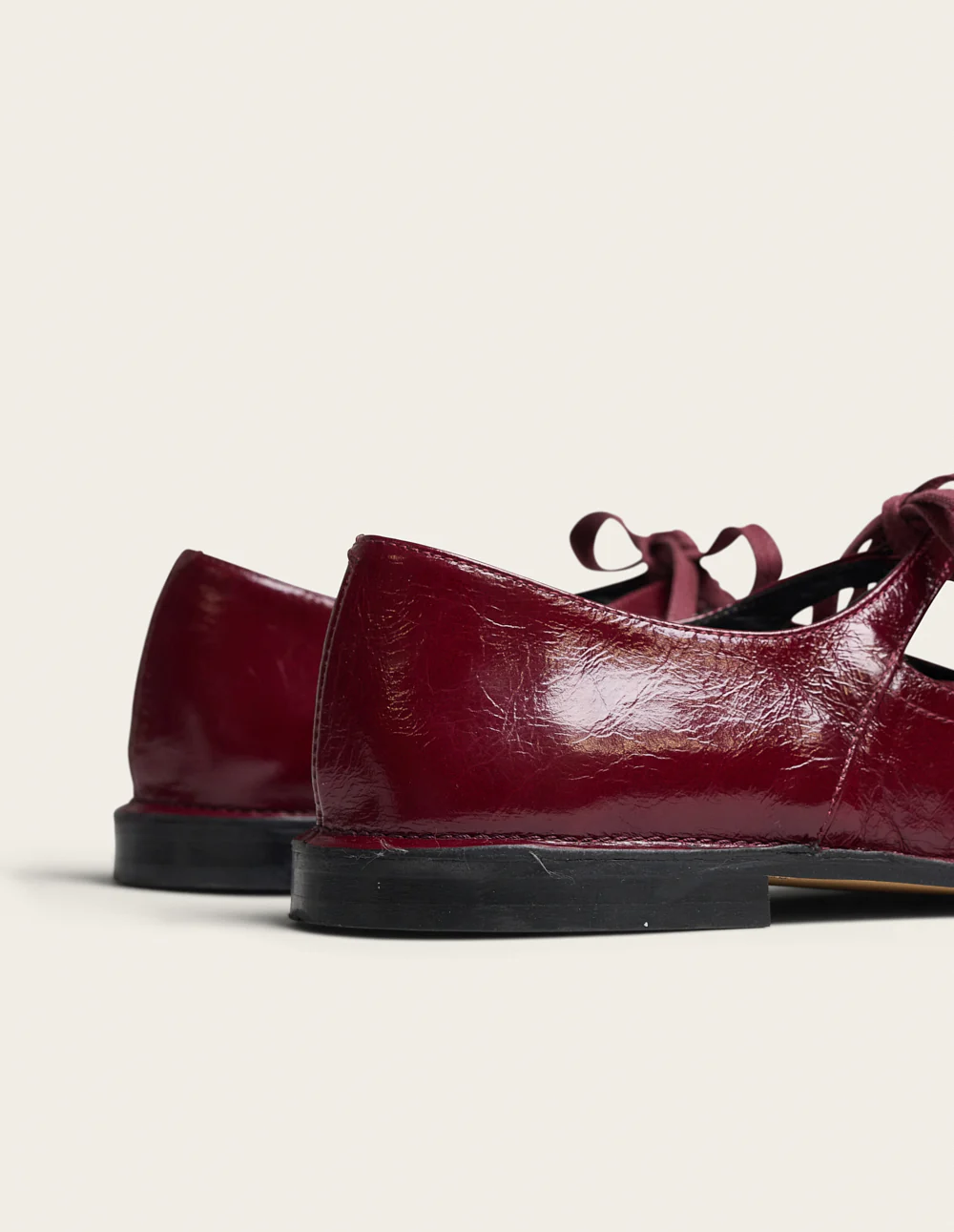 Ballerines Sora - Cuir plissé verni bordeaux - Image 5