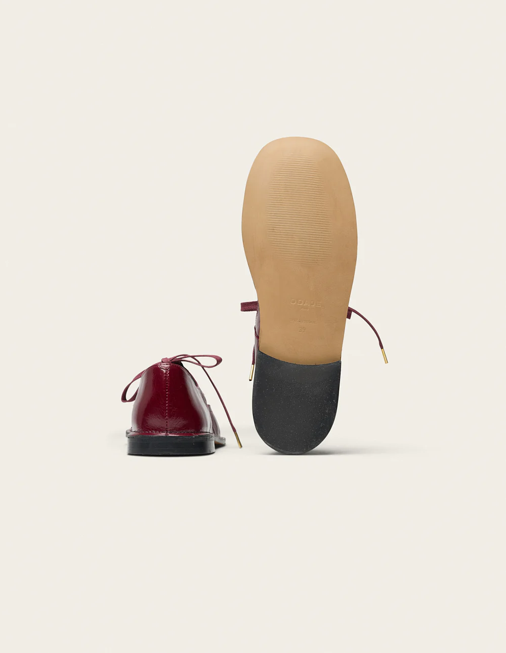 Ballerines Sora - Cuir plissé verni bordeaux - Image 7