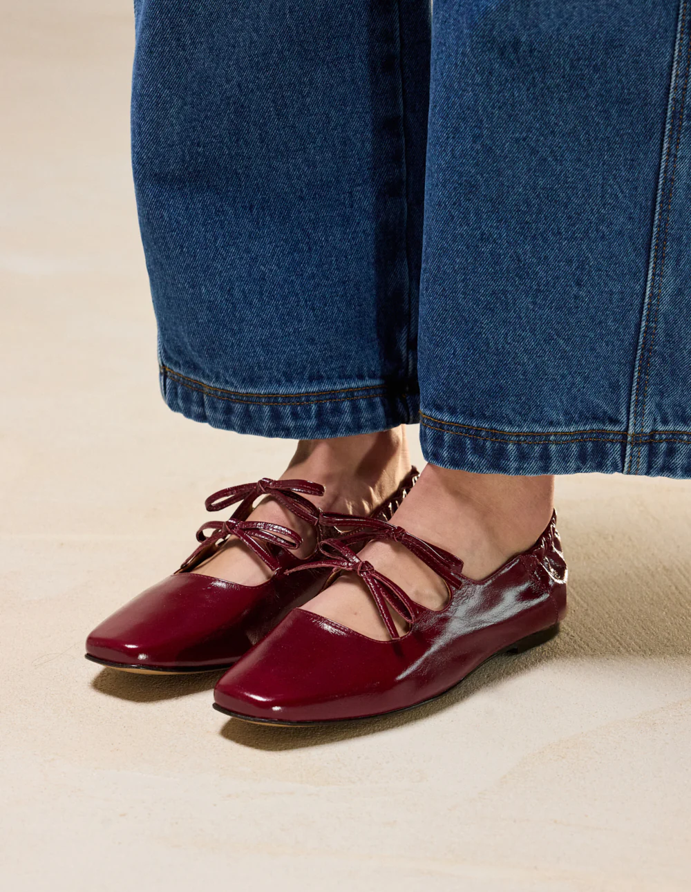 Ballerines Tula - Cuir plissé bordeaux - Image 4