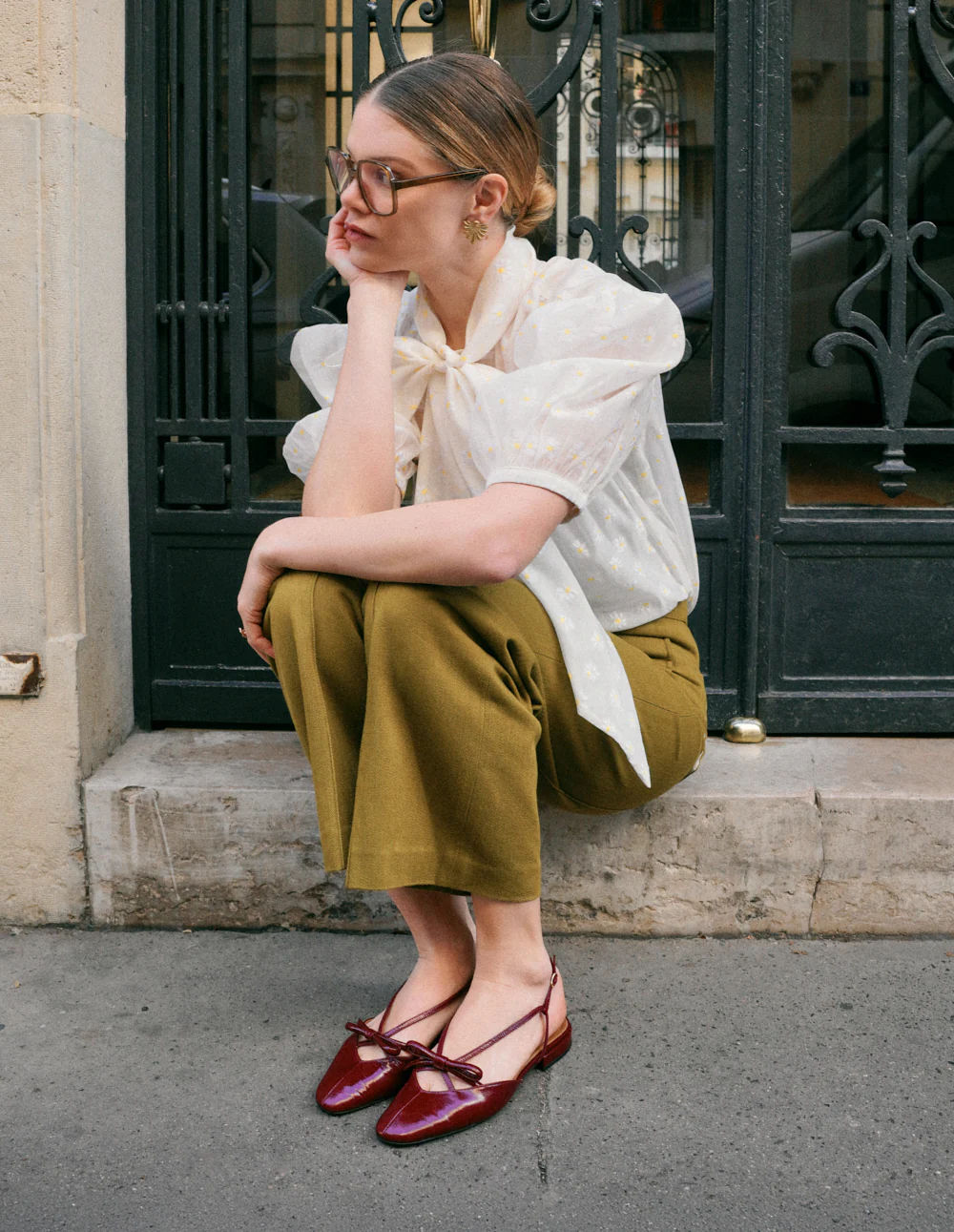 Ballerines Viki - Cuir plissé bordeaux - Image 3