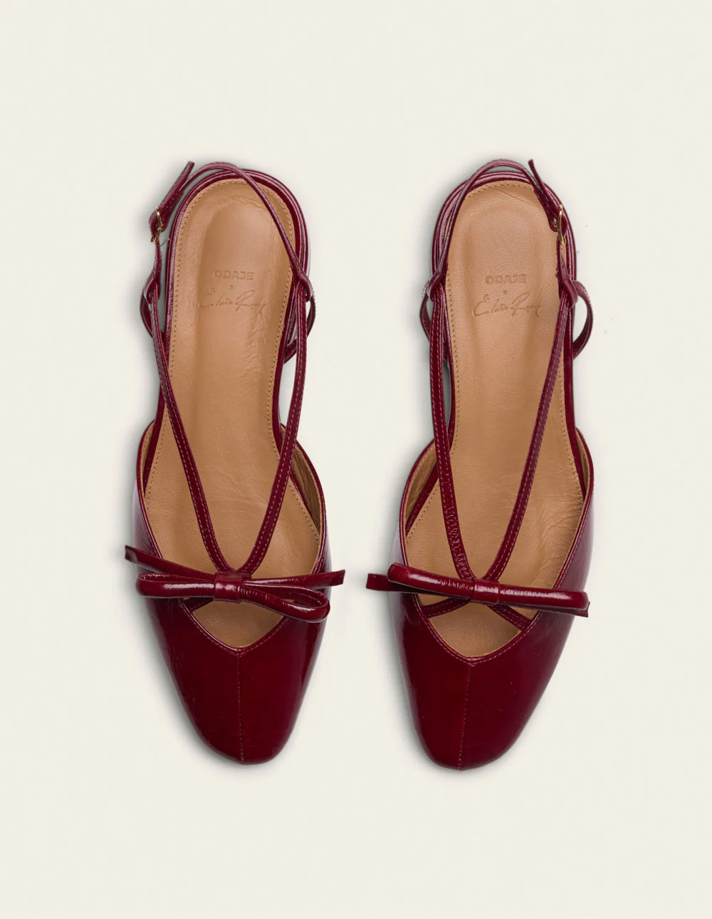 Ballerines Viki - Cuir plissé bordeaux - Image 6