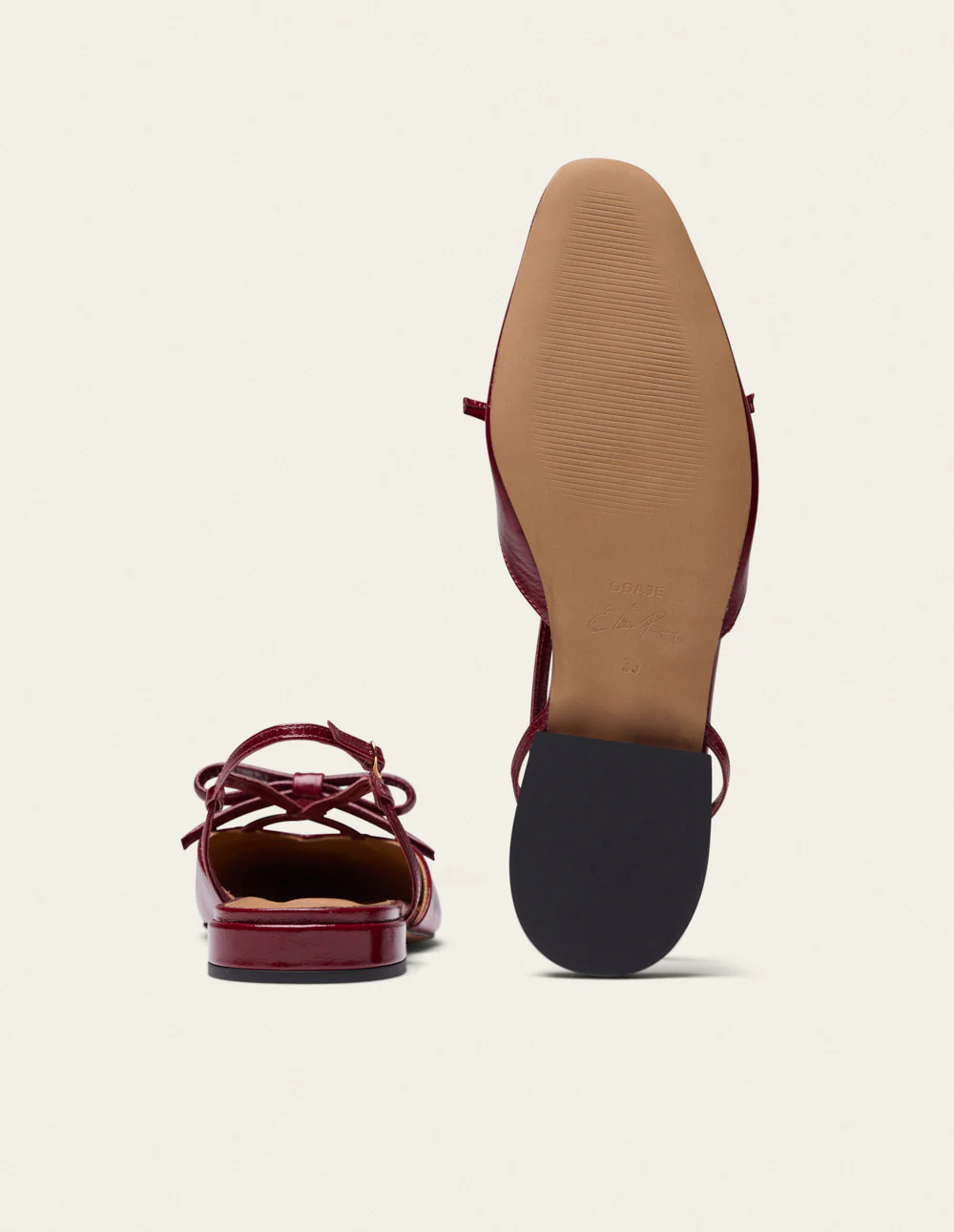 Ballerines Viki - Cuir plissé bordeaux - Image 7