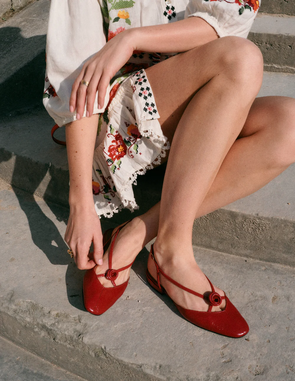 Ballerines Viki - Cuir plissé verni rouge - Image 2