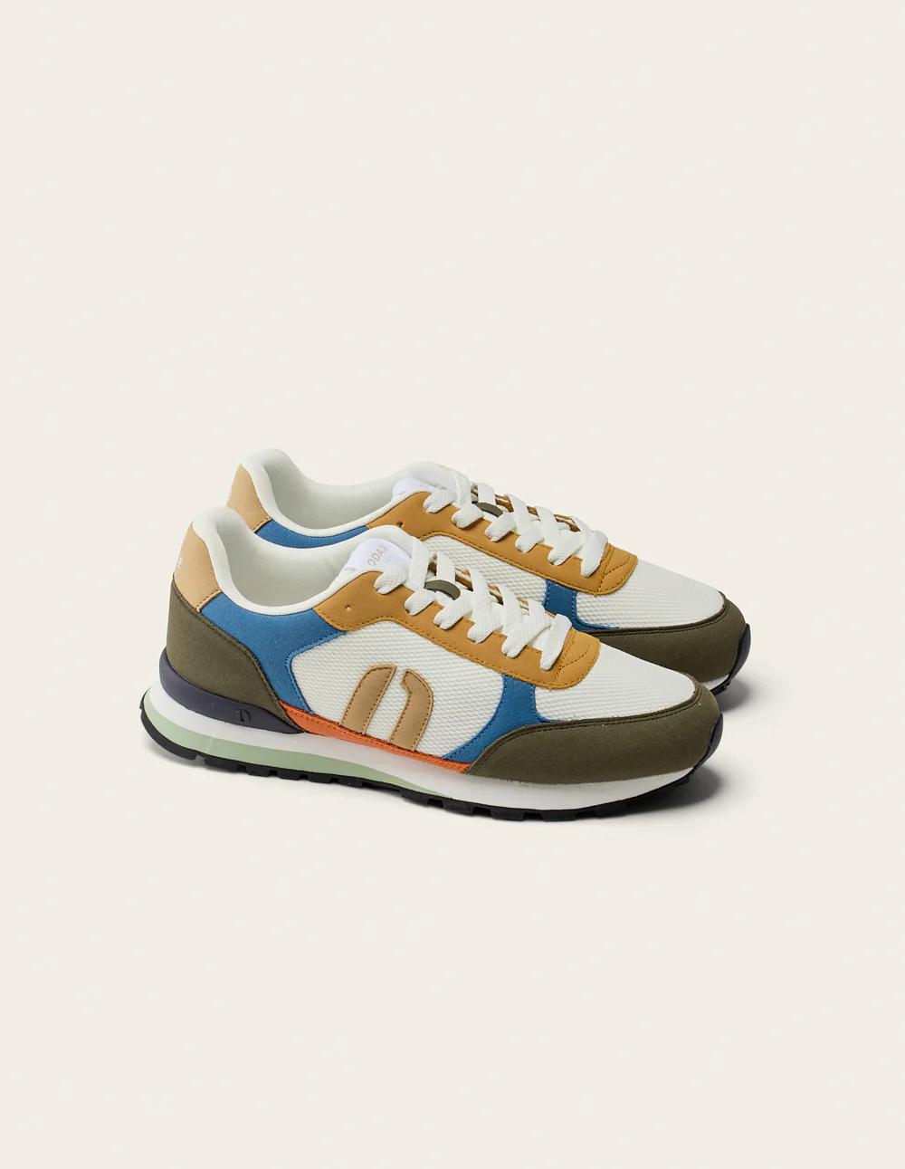 Baskets basses Adrien - Kaki blanc moutarde - Image 2
