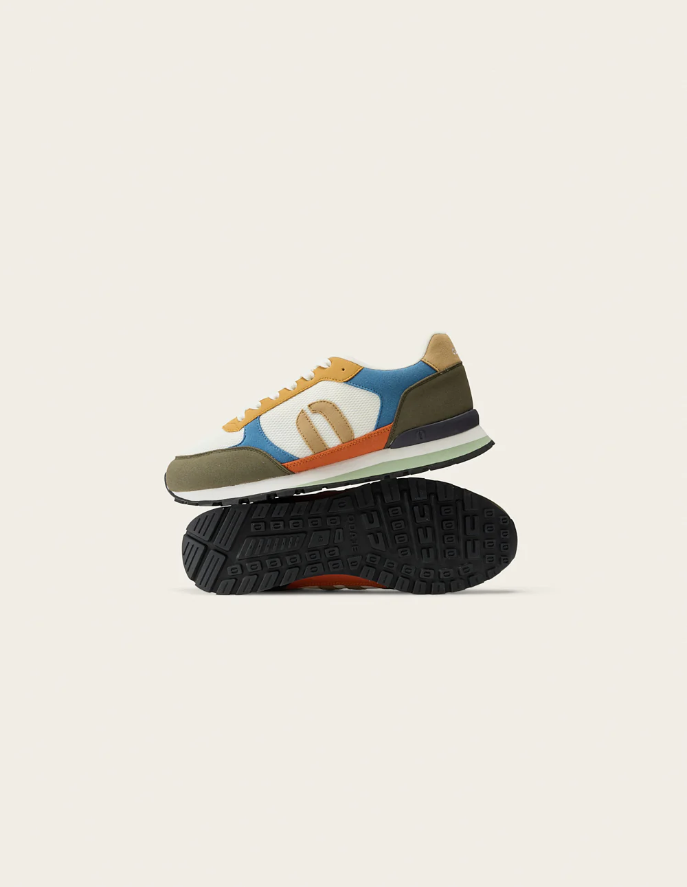 Baskets basses Adrien - Kaki blanc moutarde - Image 3