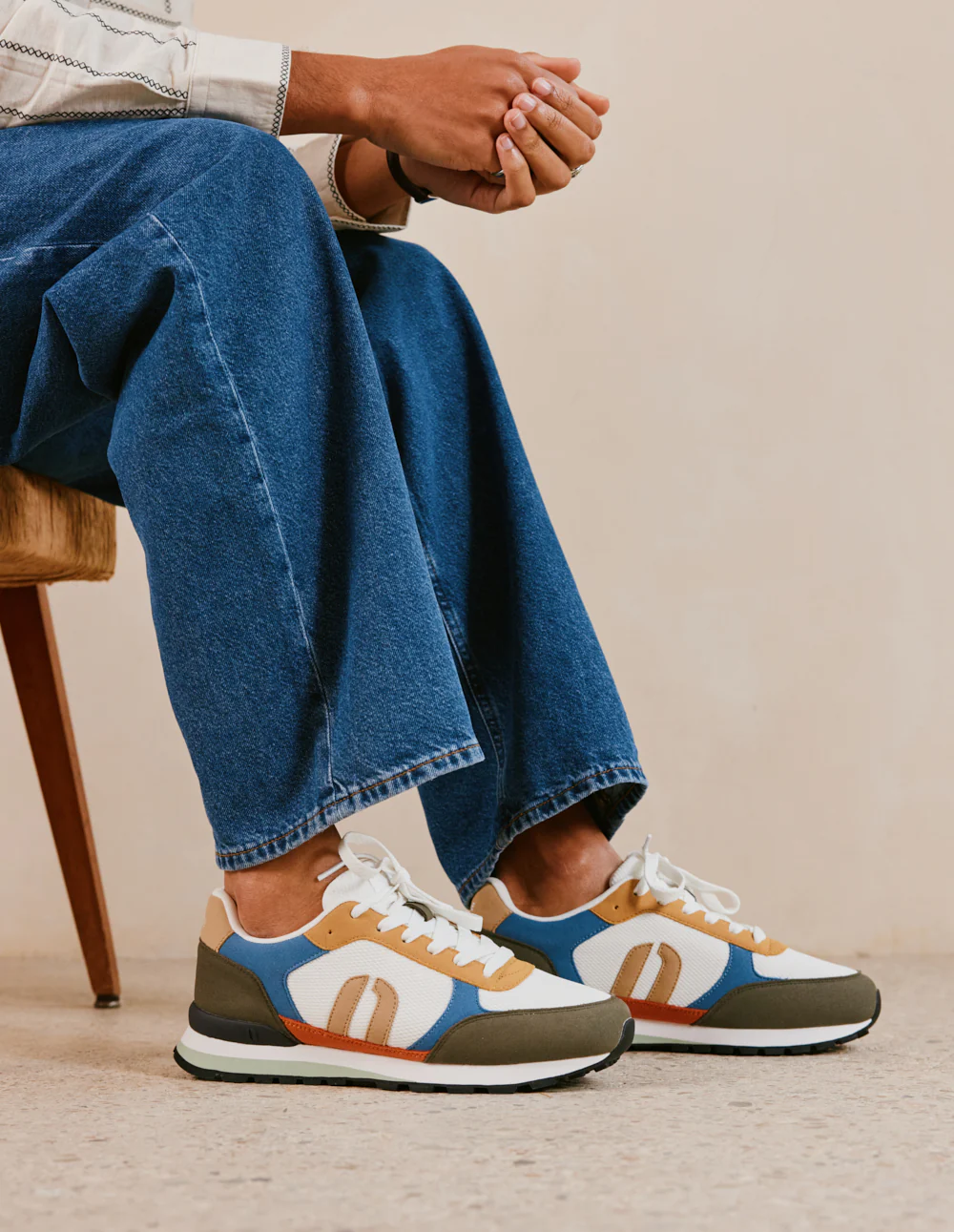 Baskets basses Adrien - Kaki blanc moutarde - Image 6