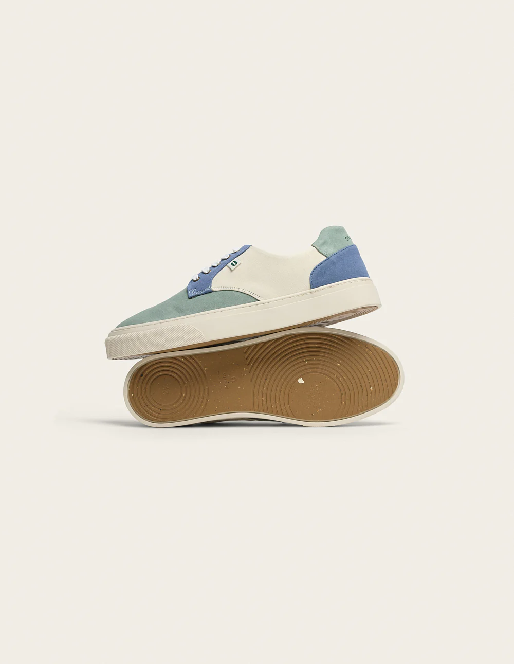 Baskets basses Alexandre - Toile vert bleu pétrole écru - Image 4