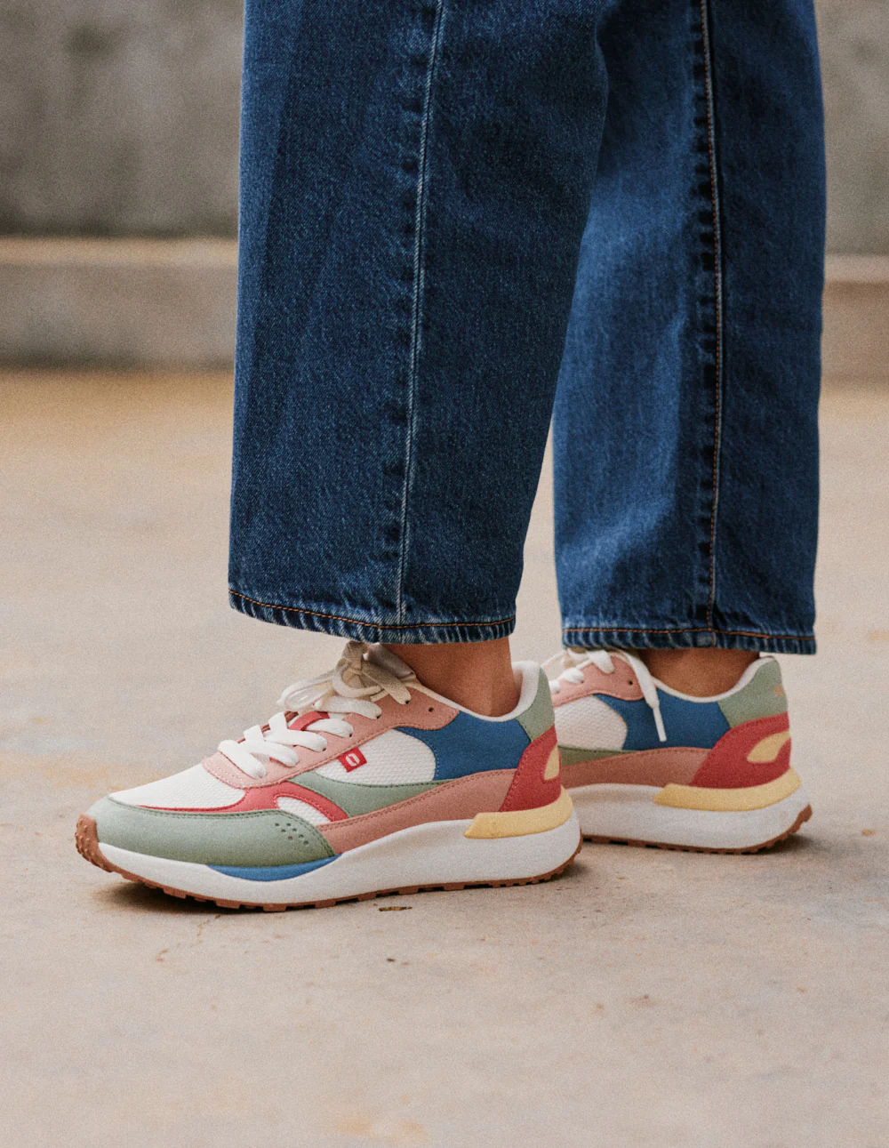 Baskets basses Anaelle - Vert blanc rose - Image 3