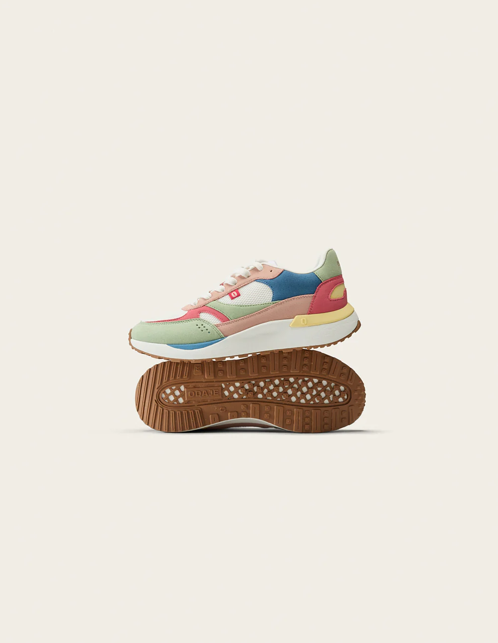 Baskets basses Anaelle - Vert blanc rose - Image 4