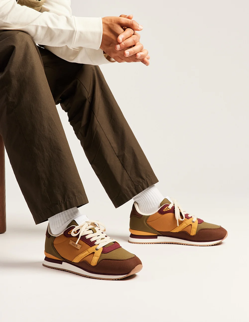Baskets basses André - Chocolat kaki clair moutarde - Image 3