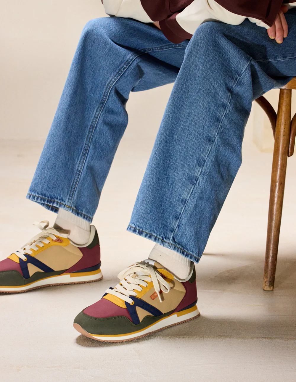 Baskets basses André - Kaki bordeaux moutarde - Image 7