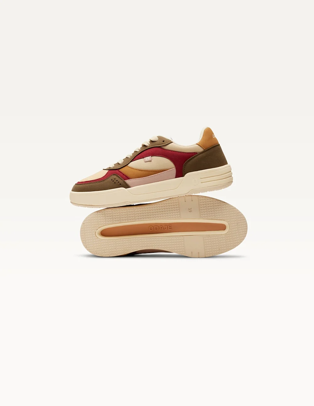 Baskets basses Axelle - Kaki bordeaux crème - Image 3