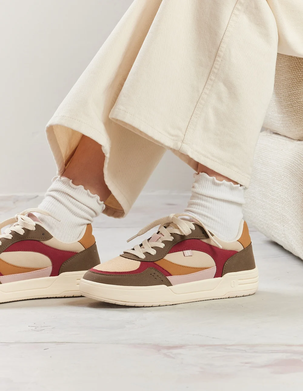 Baskets basses Axelle - Kaki bordeaux crème - Image 6