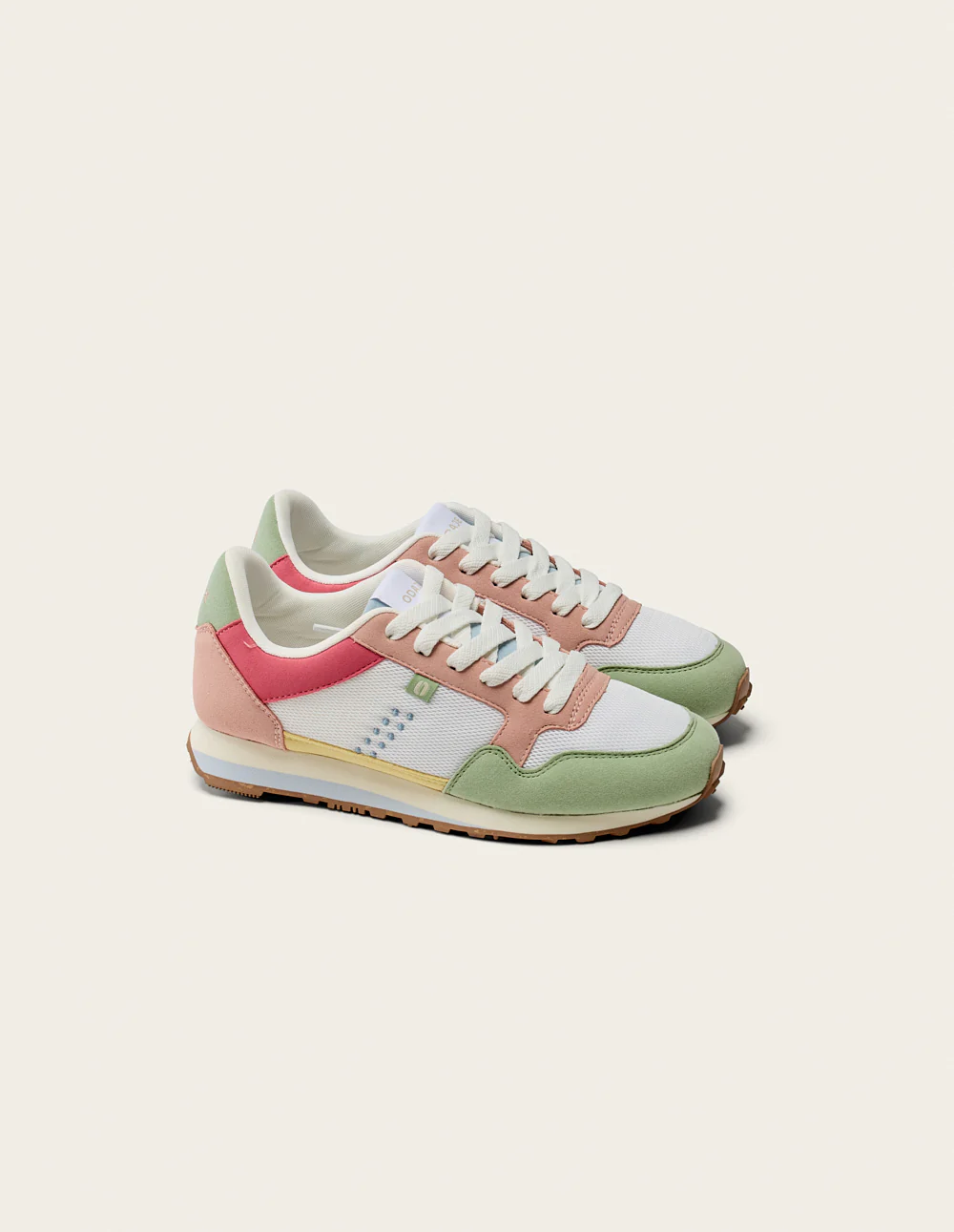 Baskets basses Gabrielle - Vert blanc rose clair - Image 3