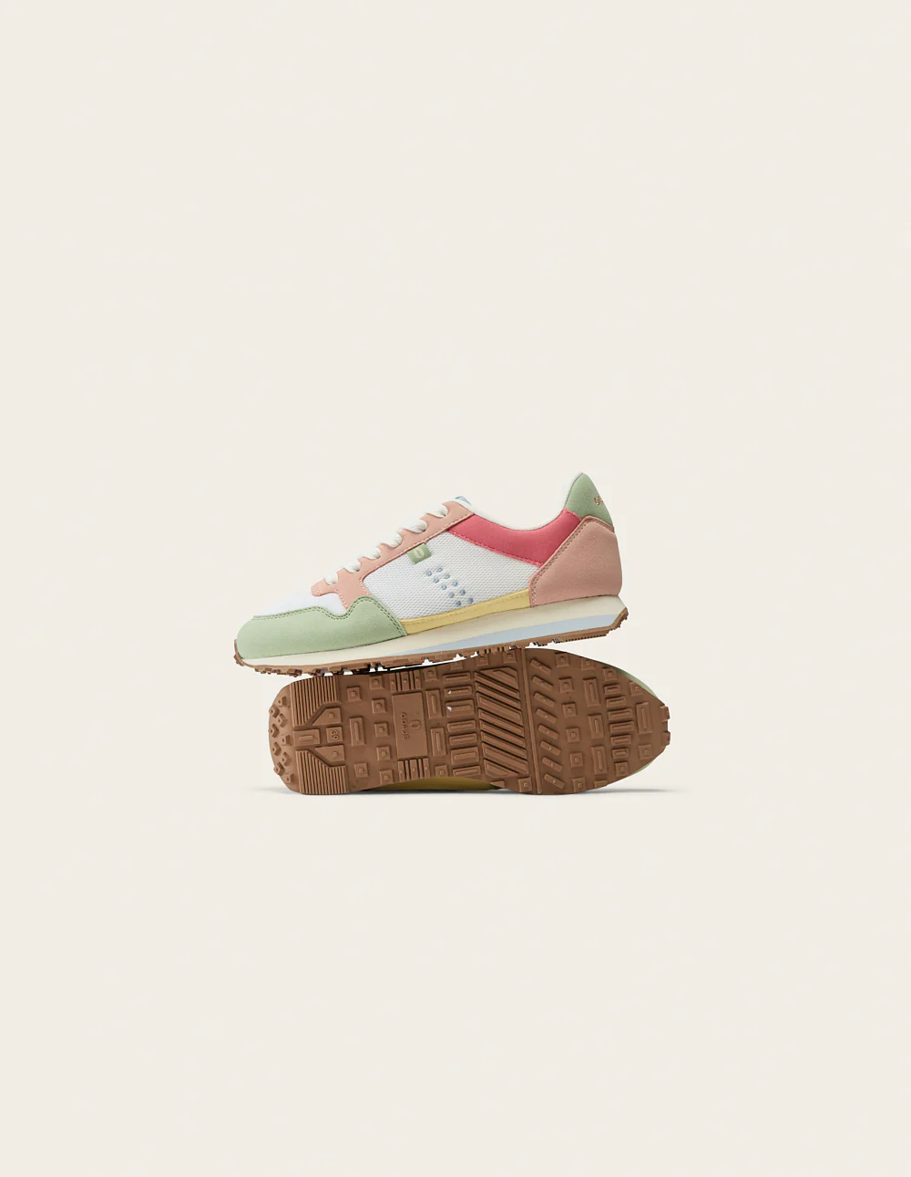 Baskets basses Gabrielle - Vert blanc rose clair - Image 6