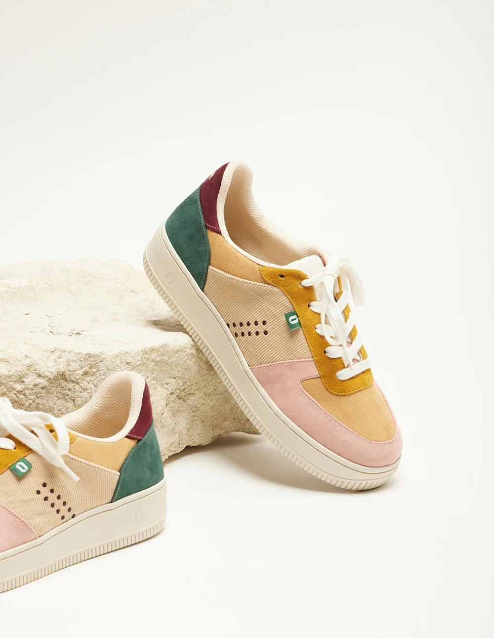 Baskets basses Maxence F - Rose clair beige moutarde - Image 3