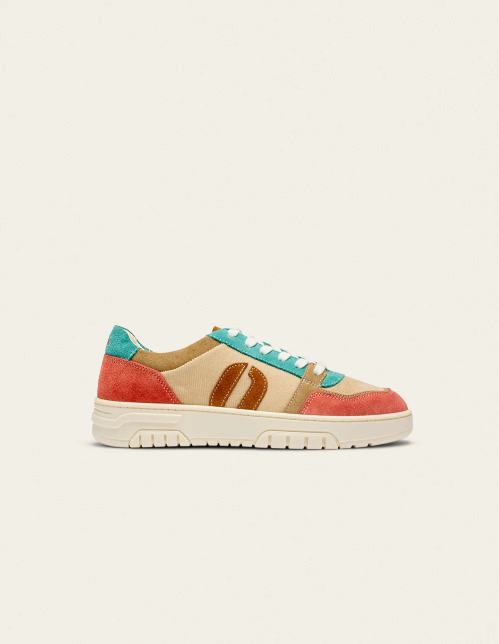 Baskets basses Nora - Brique beige turquoise