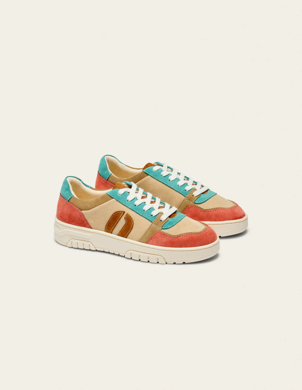 Baskets basses Nora - Brique beige turquoise - Image 3
