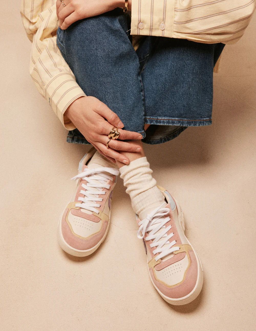 Baskets basses Nora - Nude jaune blanc - Image 4