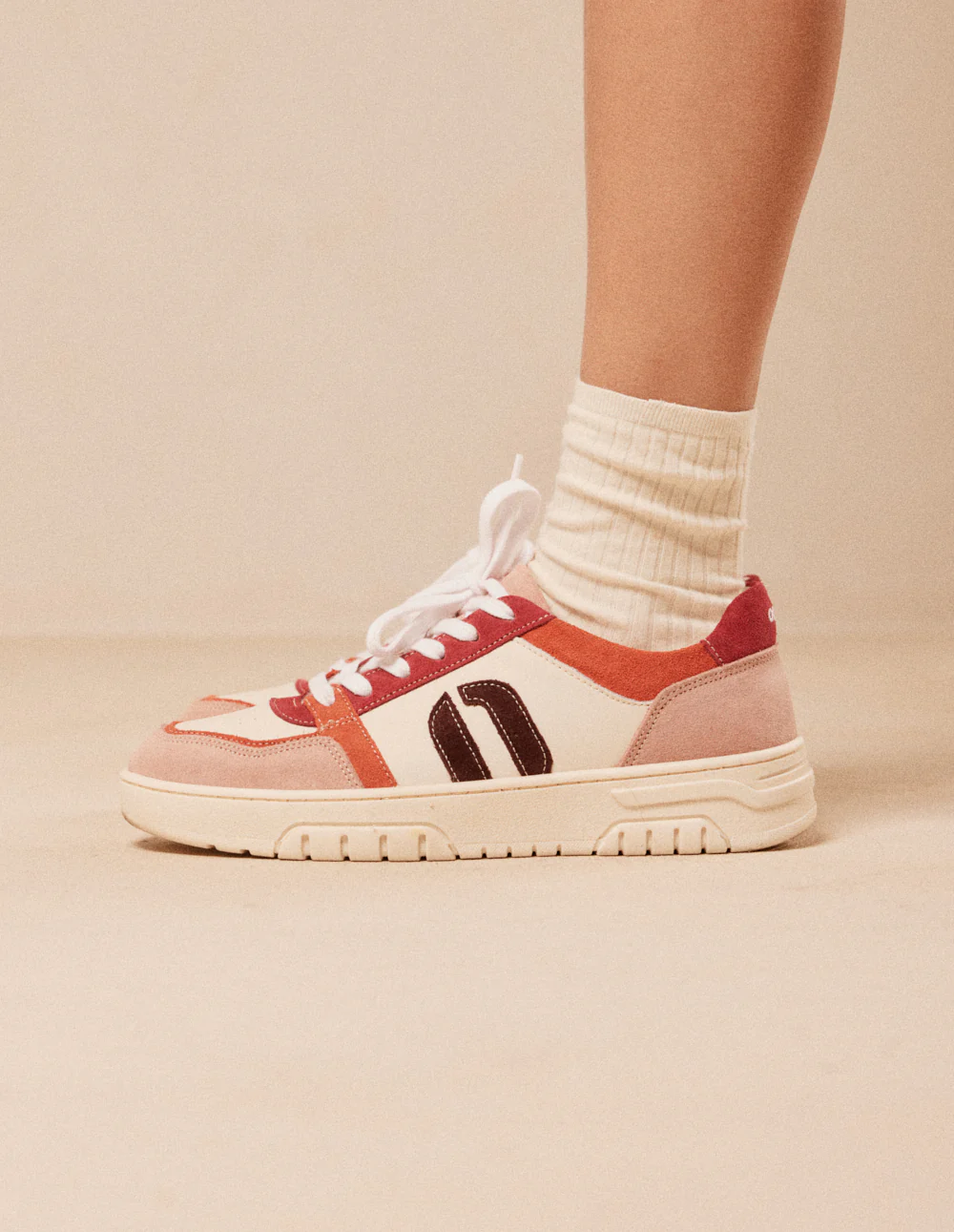 Baskets basses Nora - Nude orange blanc - Image 3